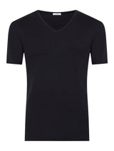 Thermo Cotton - Maglietta scollo V a manica corta in caldo cotone  Neri Uomo - Ragno