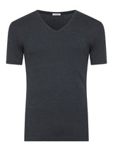 Thermo Cotton - Maglietta scollo V a manica corta in caldo cotone  Neri Uomo - Ragno
