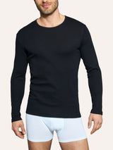 Thermo Cotton - Maglietta girocollo a manica lunga in caldo cotone  Blu Uomo - Ragno