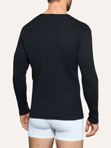 Thermo Cotton - Maglietta girocollo a manica lunga in caldo cotone  Neri Uomo - Ragno