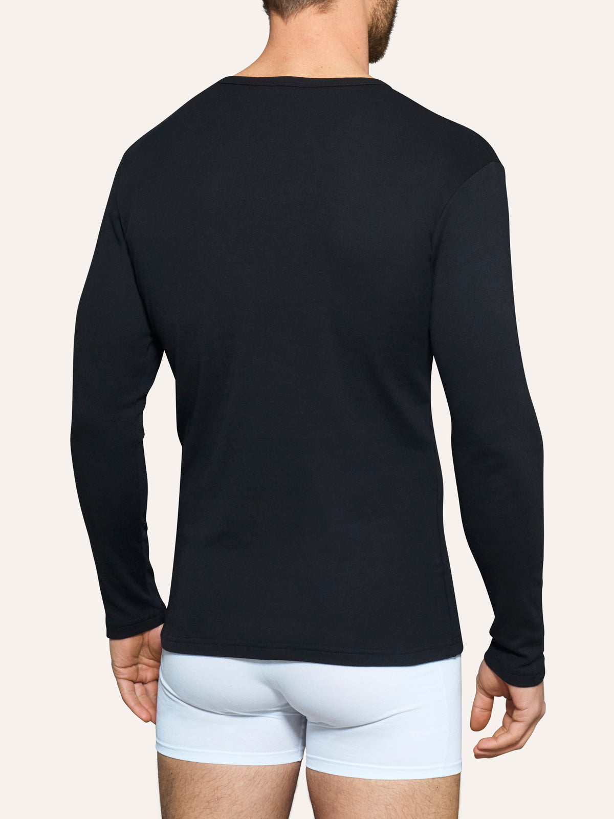 Thermo Cotton - Maglietta girocollo a manica lunga in caldo cotone  Neri Uomo - Ragno