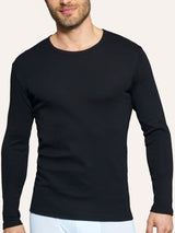 Thermo Cotton - Maglietta girocollo a manica lunga in caldo cotone  Blu Uomo - Ragno