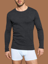 Thermo Cotton - Maglietta girocollo a manica lunga in caldo cotone  Neri Uomo - Ragno