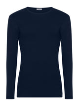 Thermo Cotton - Maglietta girocollo a manica lunga in caldo cotone  Blu Uomo - Ragno