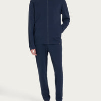 Pigiama a tuta in Eco Cotton Piquet Stretch Blu Uomo - Ragno