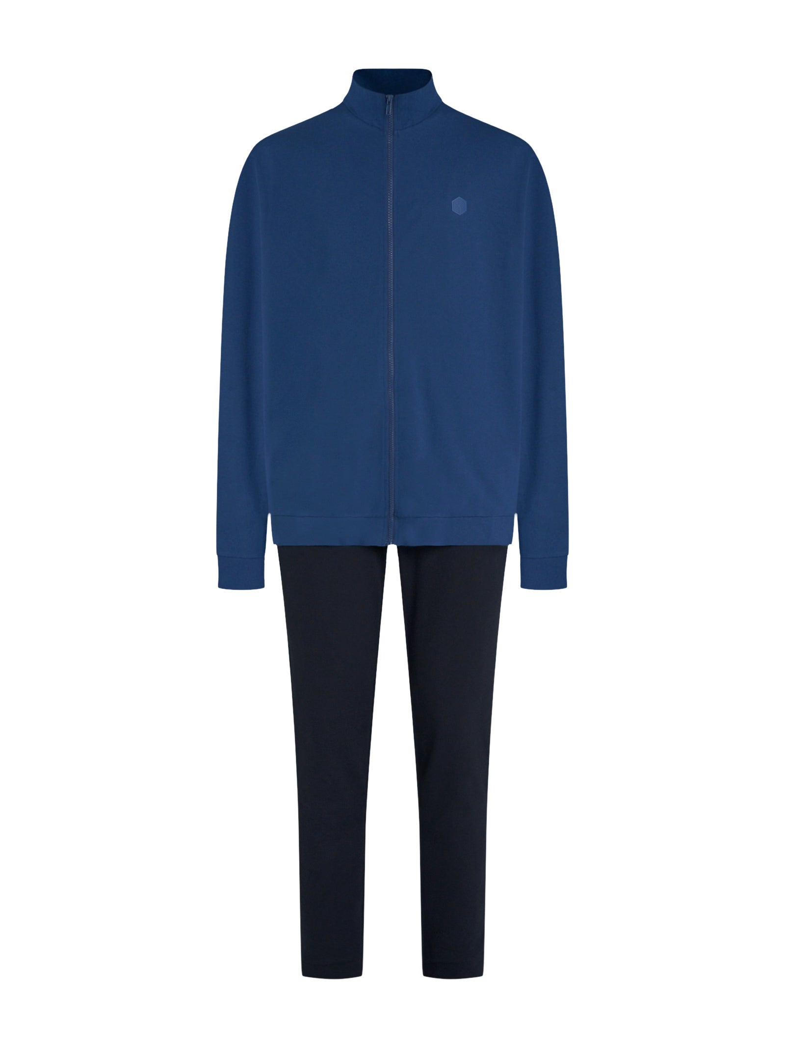 Pigiama a tuta in Eco Cotton Piquet Stretch Blu Uomo - Ragno