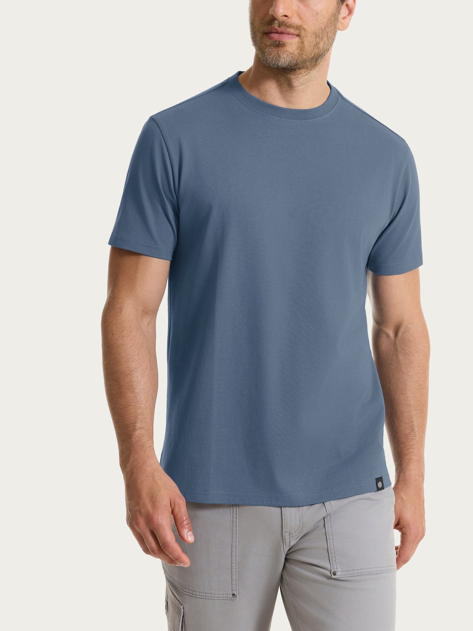 T-shirt girocollo in jersey di cotone Neri Uomo - Ragno