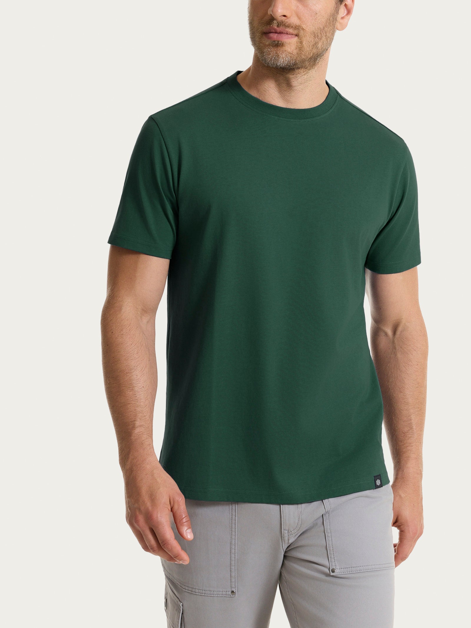 T-shirt girocollo in jersey di cotone Verdi Uomo - Ragno