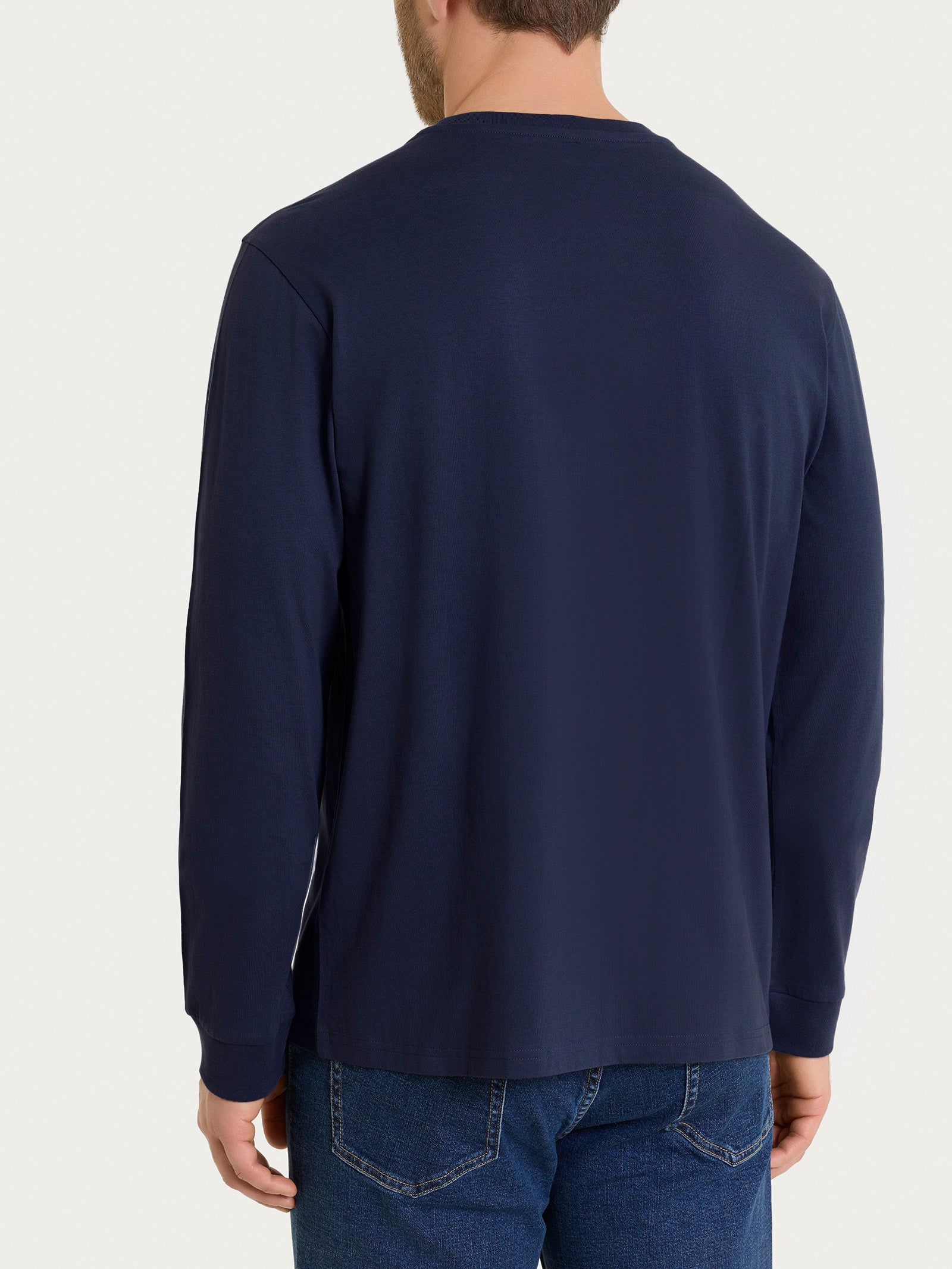 Maglietta a manica lunga in Heavy Duty Jersey Blu Uomo - Ragno