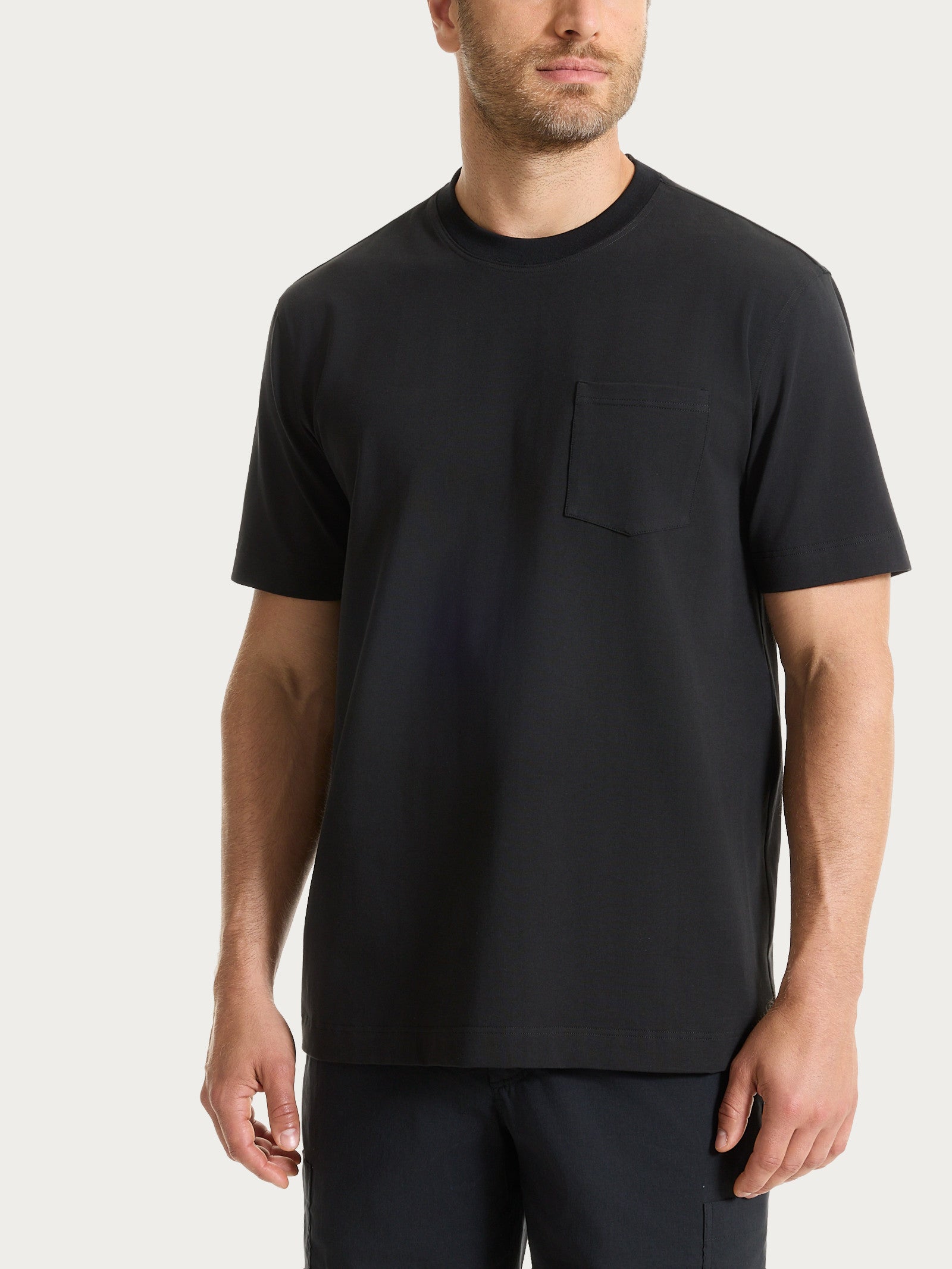 T-shirt girocollo con taschino in jersey di cotone Neri Uomo - Ragno