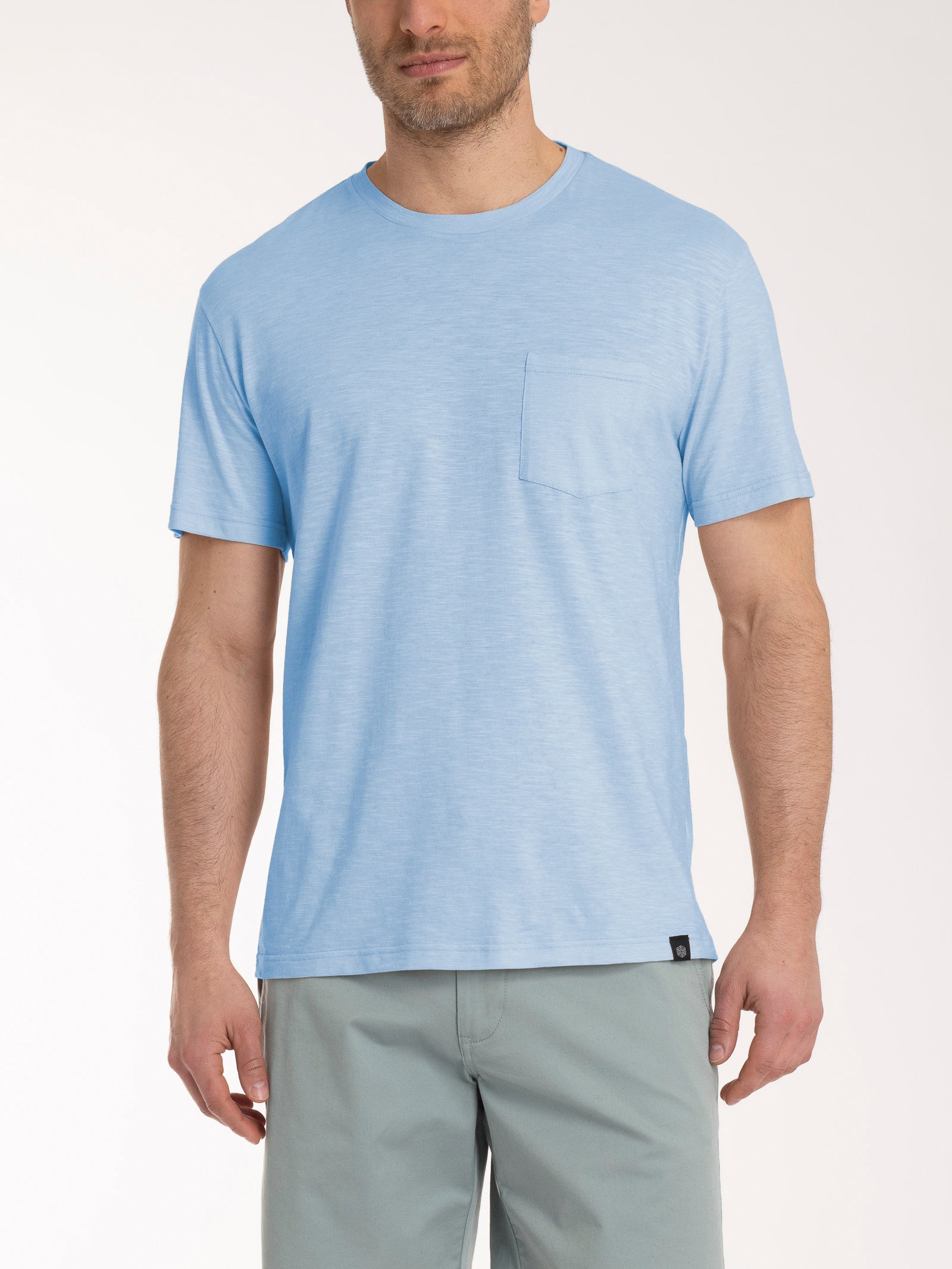 T-shirt girocollo con taschino in jersey di cotone Azzurri Uomo - Ragno