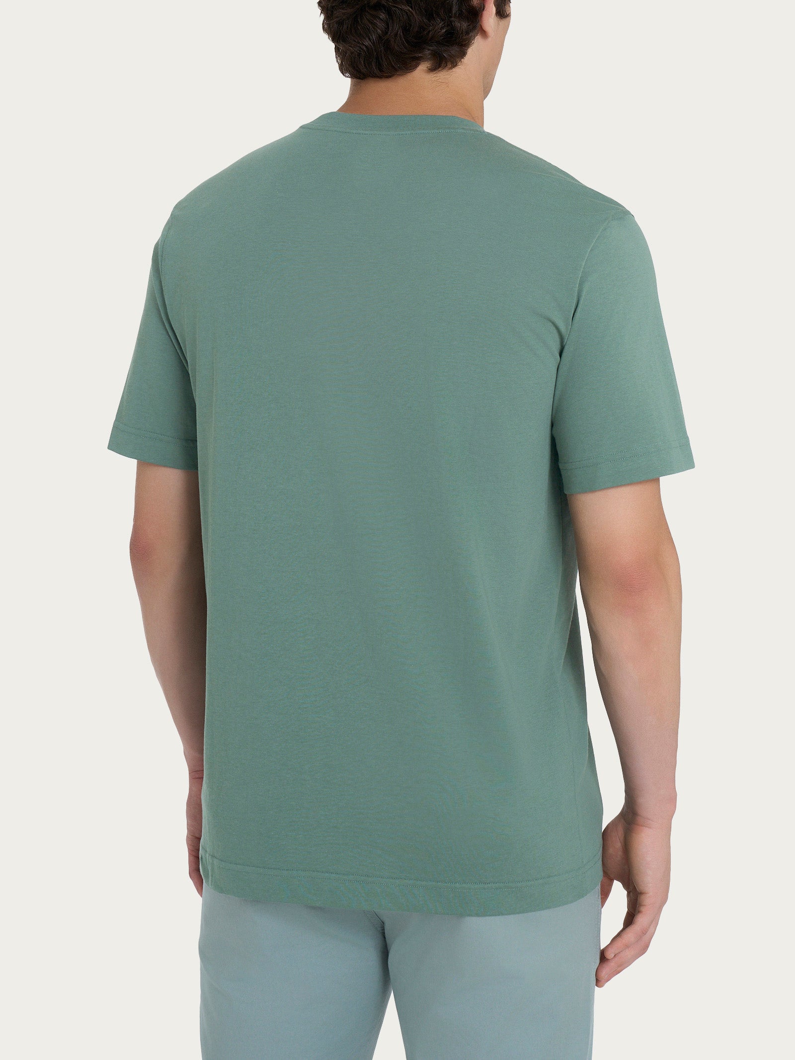 T-shirt girocollo con taschino in jersey di cotone Verdi Uomo - Ragno