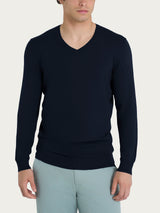 Pull scollo a V a manica lunga in Summertime Blu Uomo - Ragno