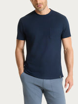 T-shirt girocollo con taschino in slub jersey di cotone Blu Uomo - Ragno