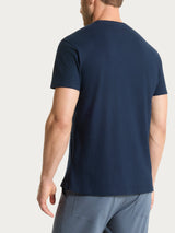 T-shirt girocollo con taschino in slub jersey di cotone Blu Uomo - Ragno