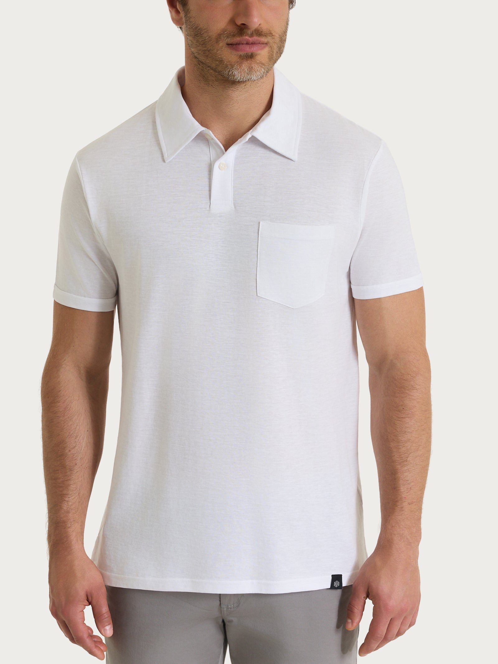 Polo tinta unita in Slub Jersey di Cotone Bianchi Uomo - Ragno