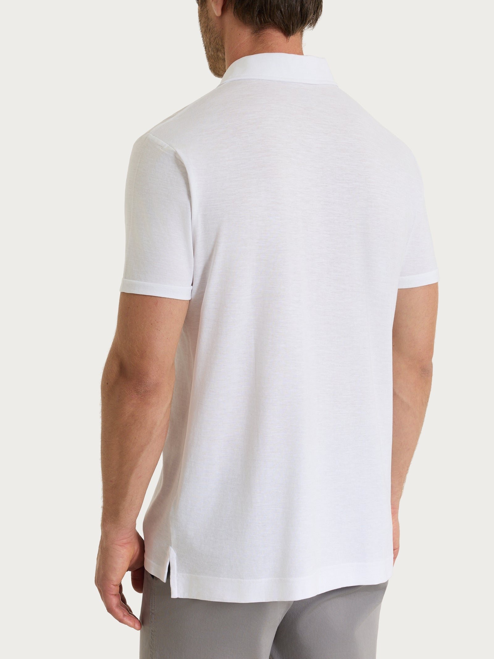 Polo tinta unita in Slub Jersey di Cotone Bianchi Uomo - Ragno