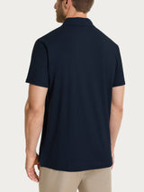 Polo tinta unita in Slub Jersey di Cotone Blu Uomo - Ragno