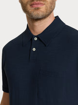 Polo tinta unita in Slub Jersey di Cotone Blu Uomo - Ragno