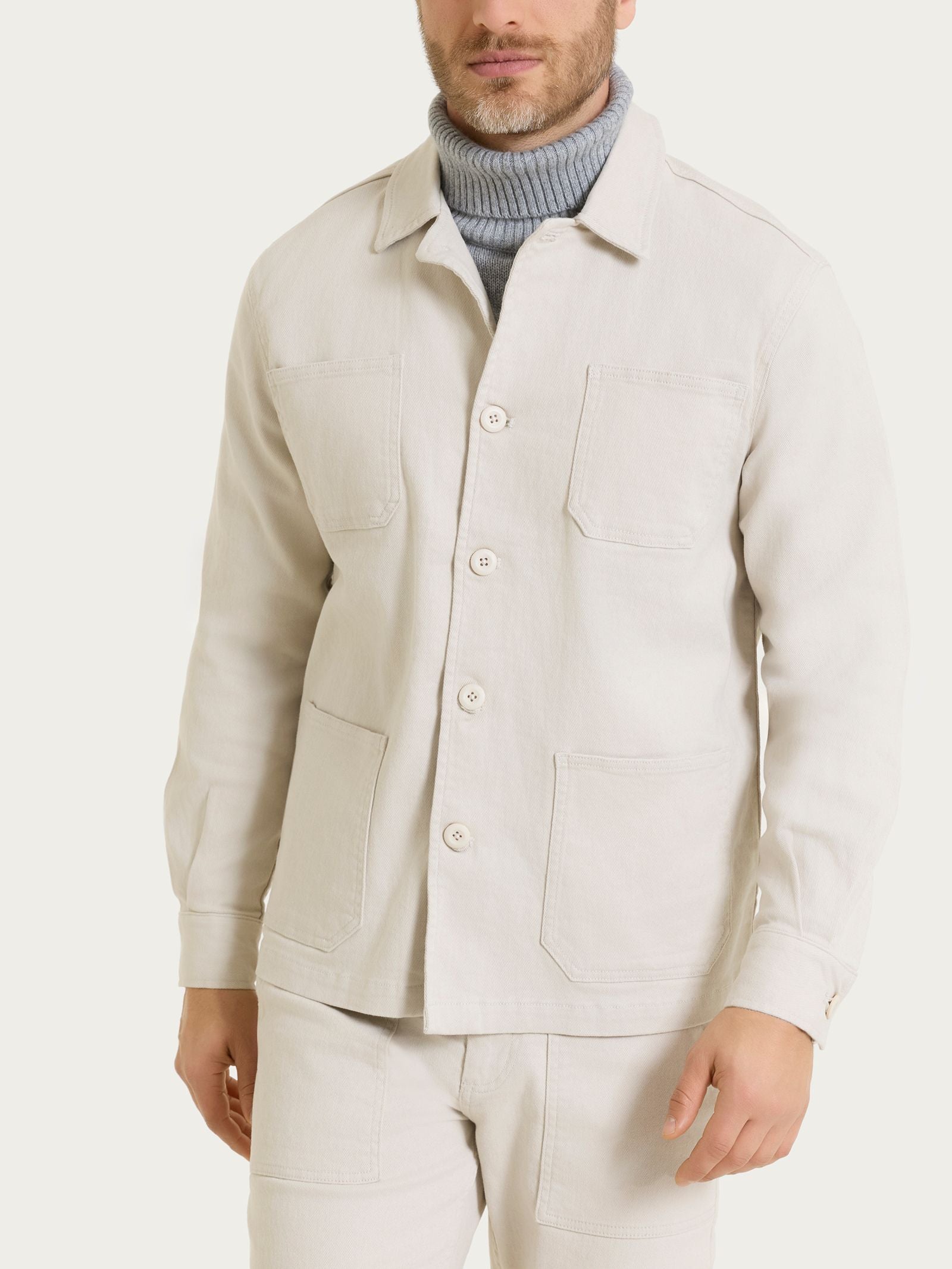 Giacca Utility in Raw twill di Cotone Bianchi Uomo - Ragno