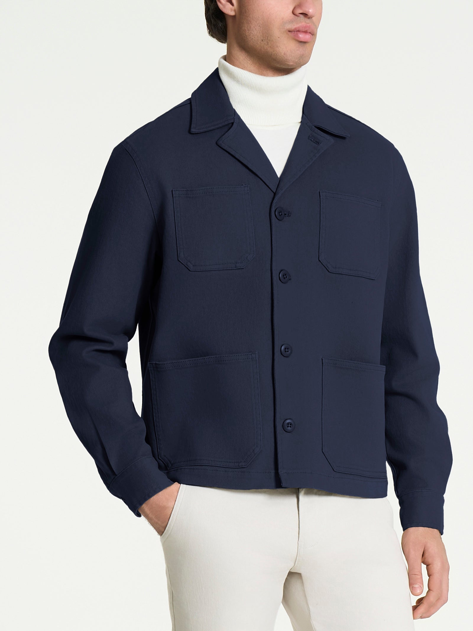 Giacca Utility in Raw twill di Cotone Blu Uomo - Ragno