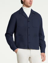 Giacca Utility in Raw twill di Cotone Blu Uomo - Ragno