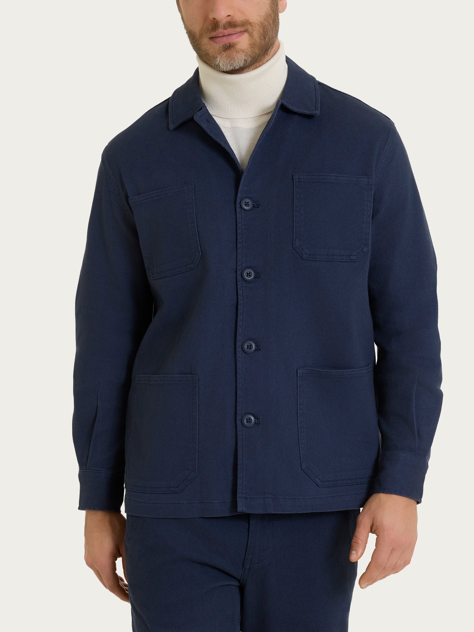 Giacca Utility in Raw twill di Cotone Blu Uomo - Ragno