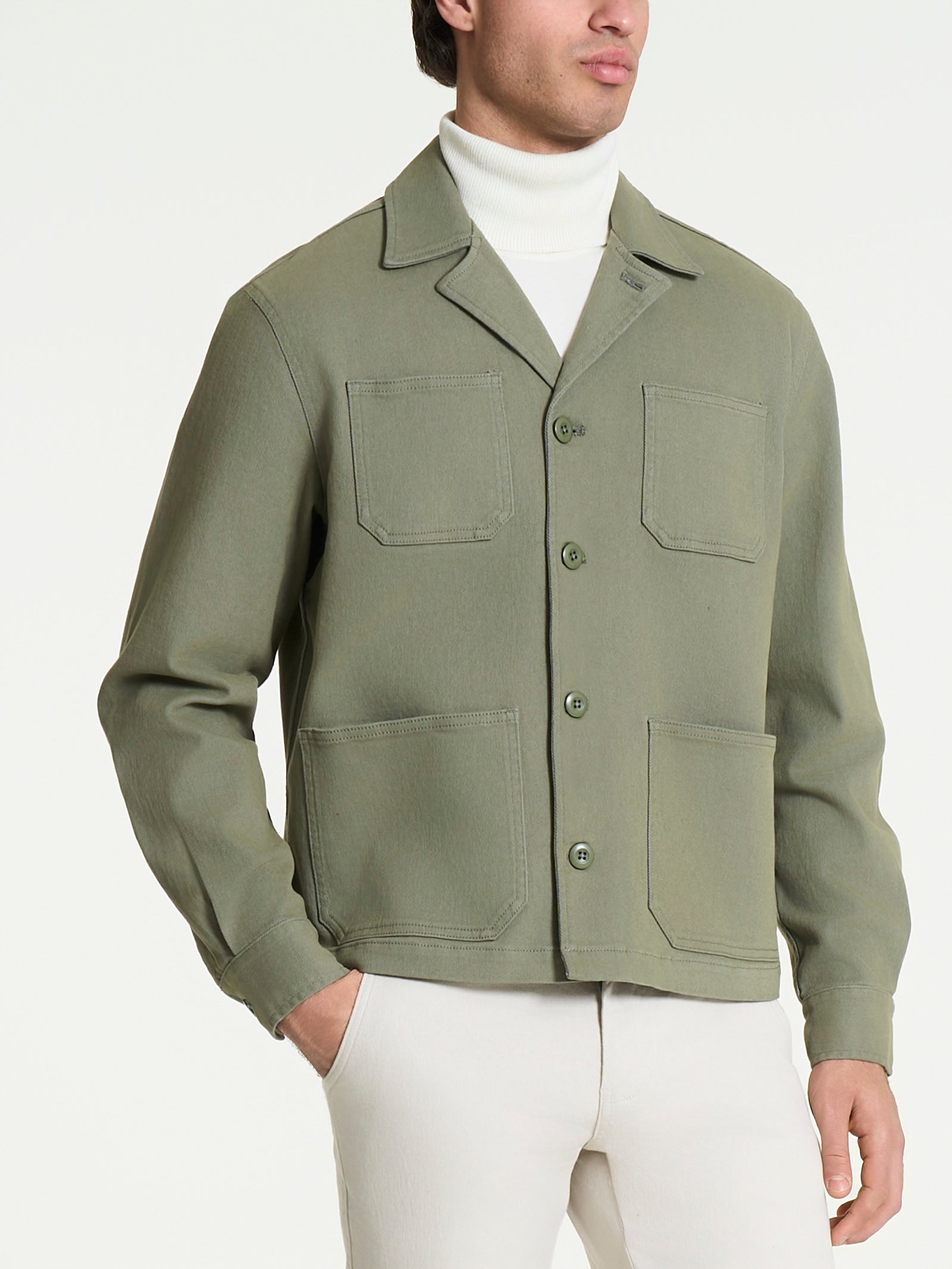 Giacca Utility in Raw twill di Cotone Verdi Uomo - Ragno