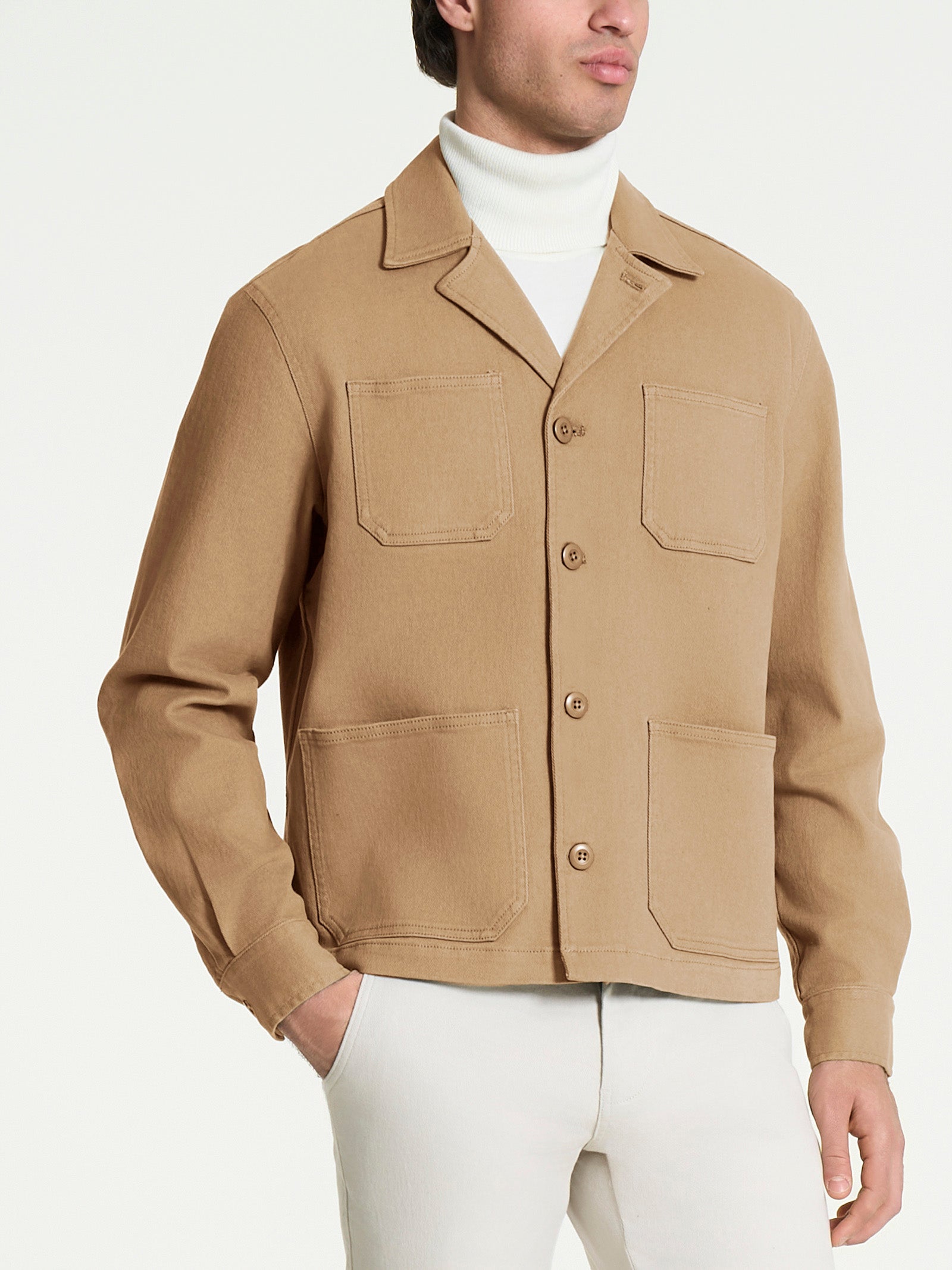 Giacca Utility in Raw twill di Cotone Marroni Uomo - Ragno