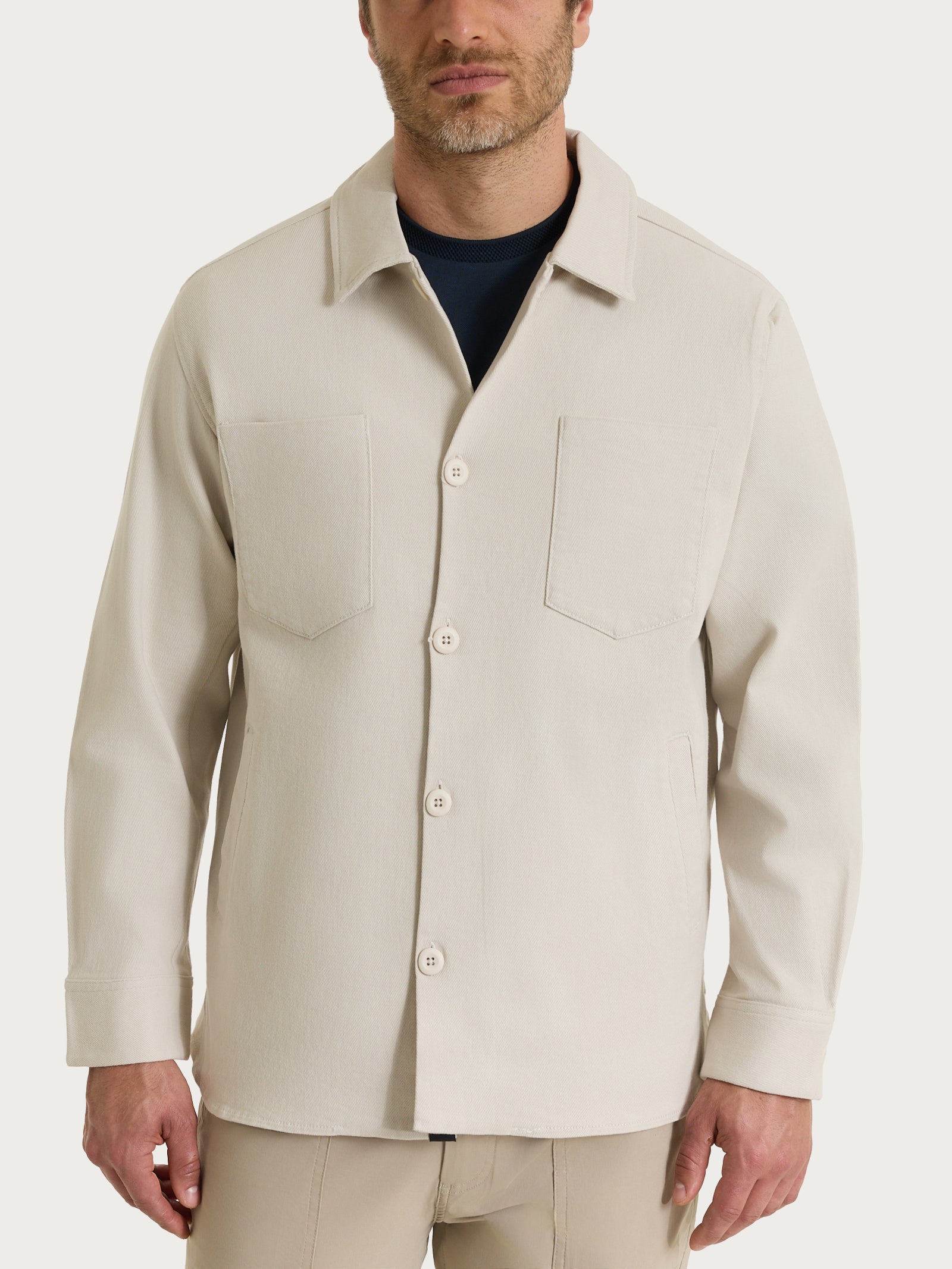 Shacket in Raw twill di Cotone Bianchi Uomo - Ragno