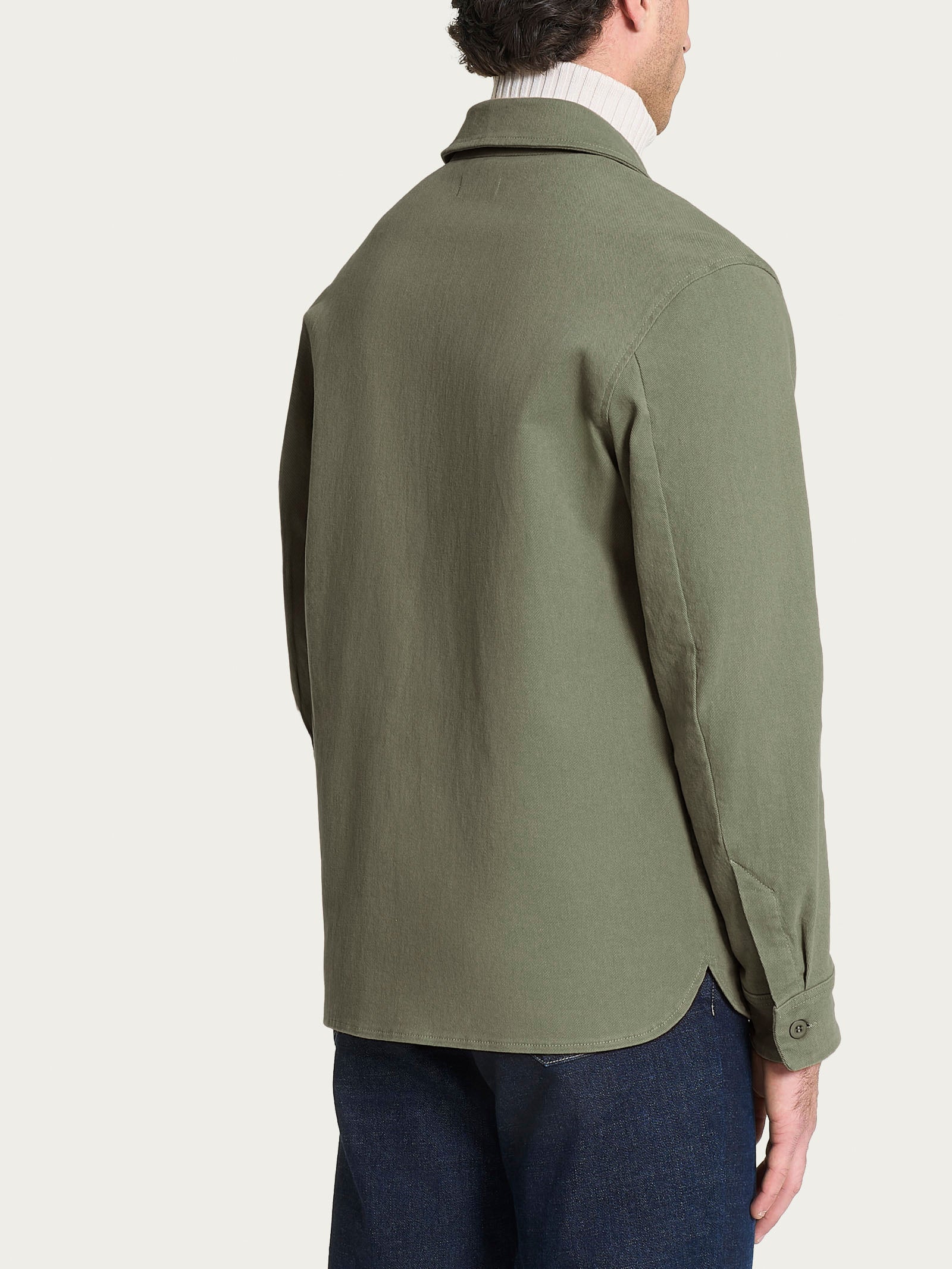 Shacket in Raw twill di Cotone Verdi Uomo - Ragno