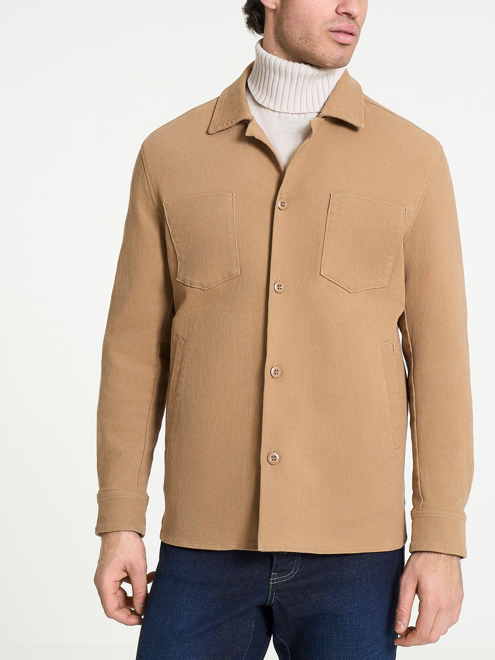 Shacket in Raw twill di Cotone Marroni Uomo - Ragno