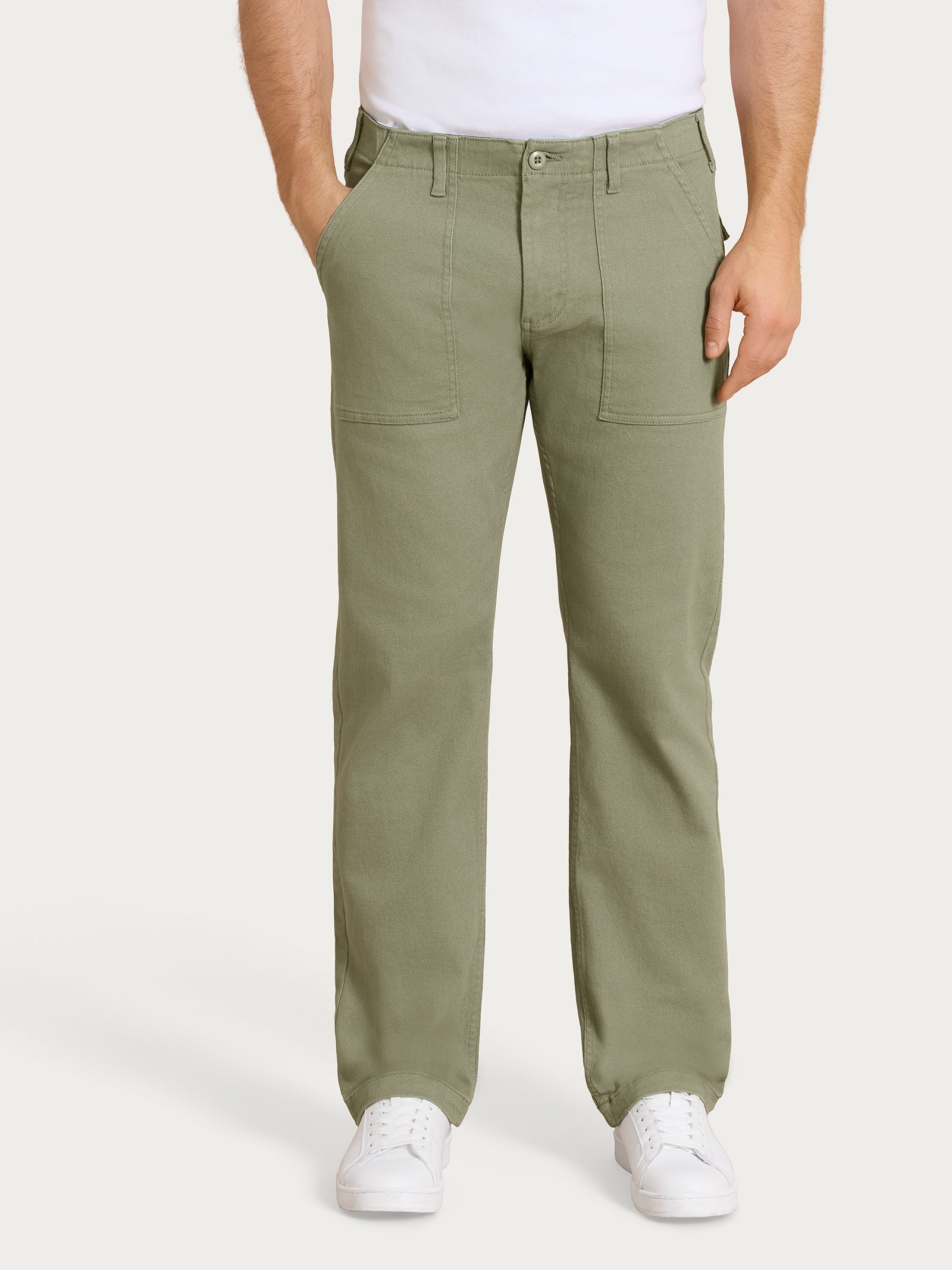 Pantalone Explorer in Raw Twill di Cotone Verdi Uomo - Ragno