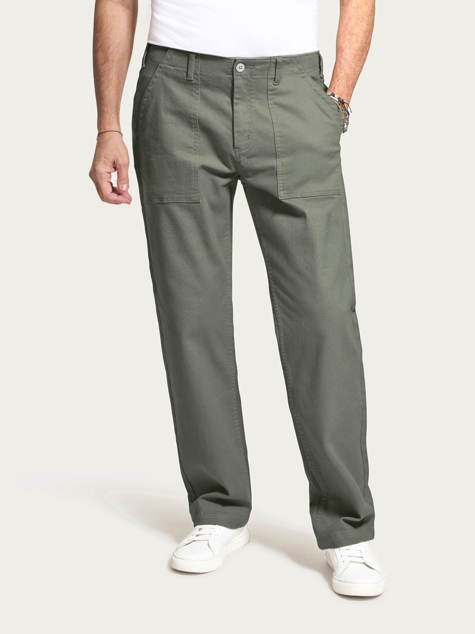Pantalone Explorer in Raw Twill di Cotone Verdi Uomo - Ragno