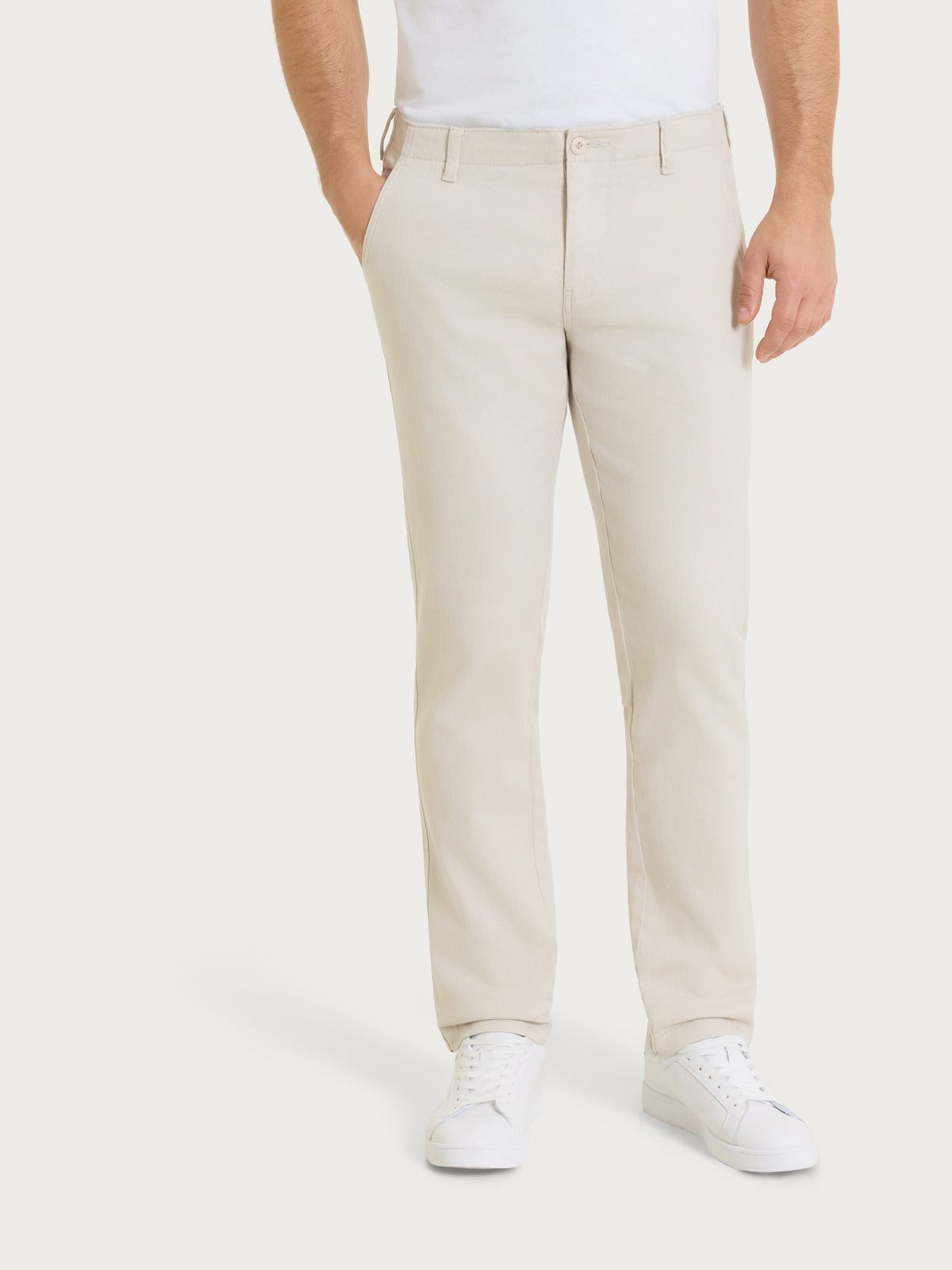 Pantalone chino in Raw Twill di Cotone Bianchi Uomo - Ragno