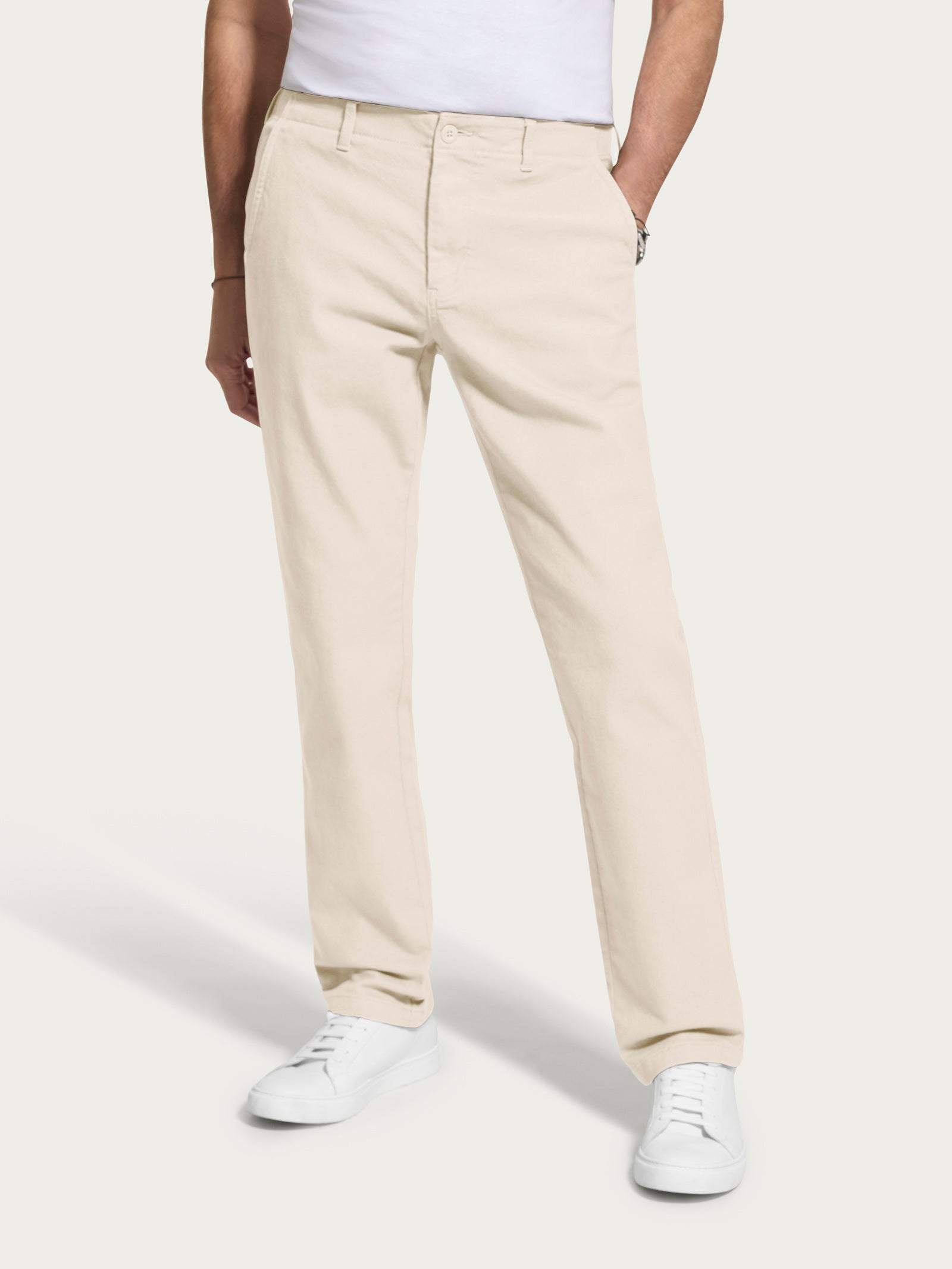 Pantalone chino in Raw Twill di Cotone Bianchi Uomo - Ragno