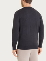 Pull con scollo a V in maglia unita in Merino Soft Neri Uomo - Ragno