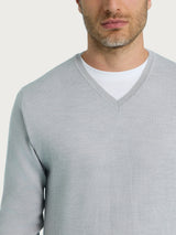Pull con scollo a V in maglia unita in Merino Soft Neri Uomo - Ragno