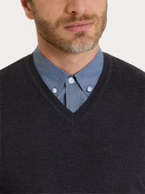 Pull smanicato con scollo a V in maglia unita in Merino Soft Neri Uomo - Ragno