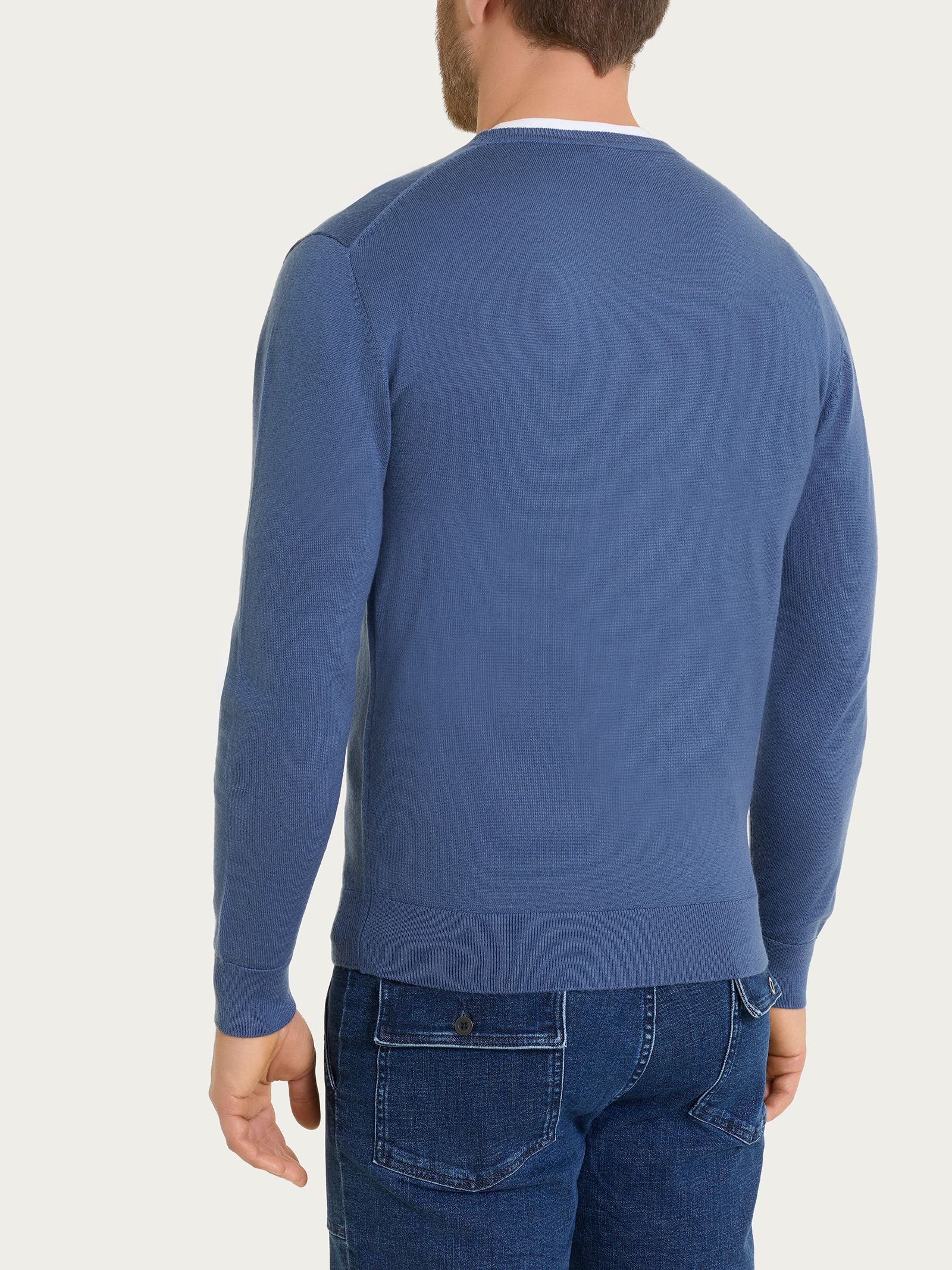 Pull girocollo a maglia unita in Merino Soft Azzurri Uomo - Ragno