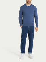 Pull girocollo a maglia unita in Merino Soft Azzurri Uomo - Ragno