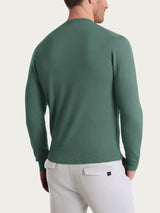 Pull girocollo a maglia unita in Merino Soft Verdi Uomo - Ragno