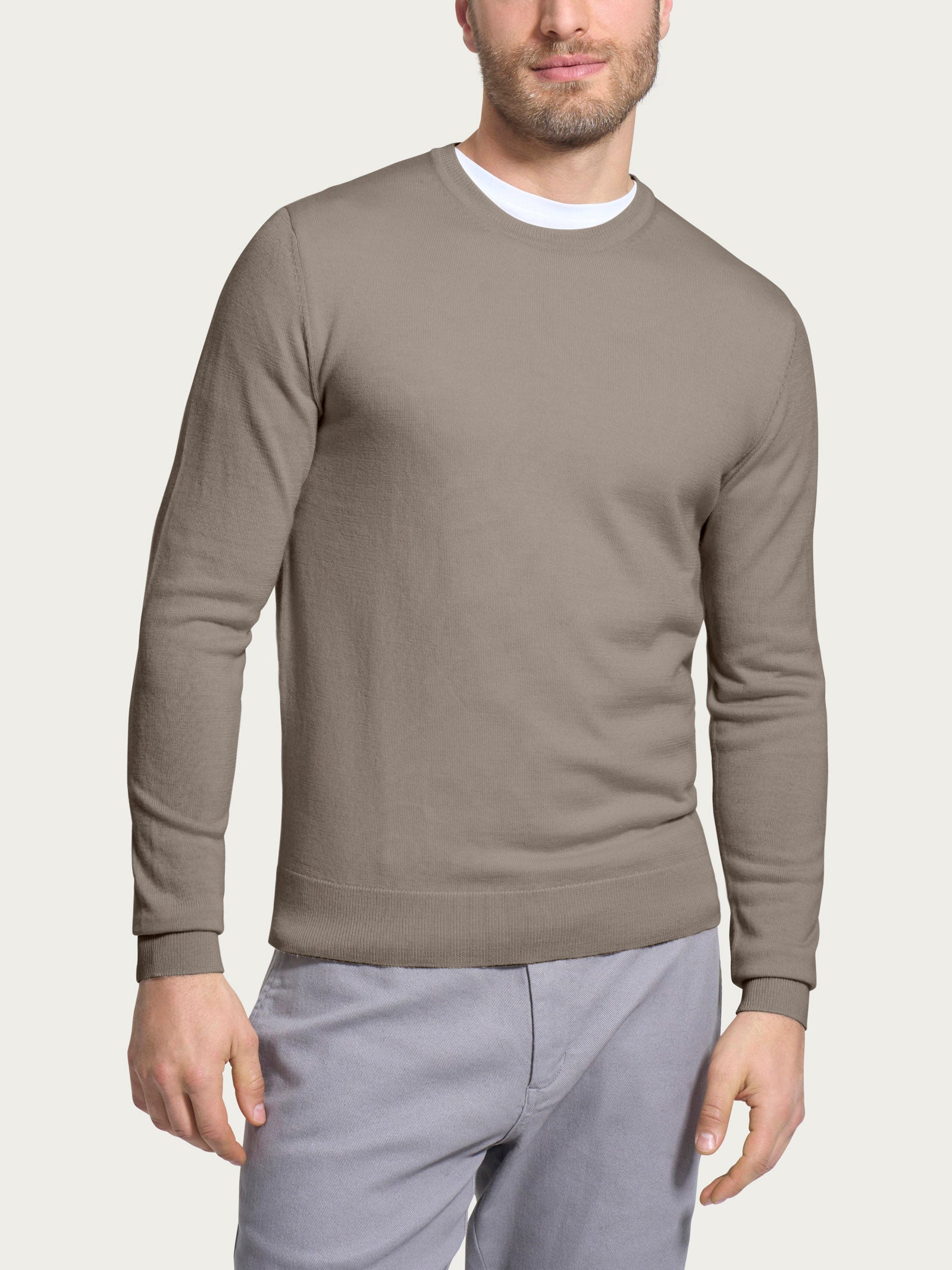 Pull girocollo a maglia unita in Merino Soft Marroni Uomo - Ragno