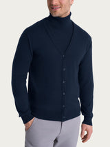 Cardigan a maglia unita in Merino Soft Blu Uomo - Ragno
