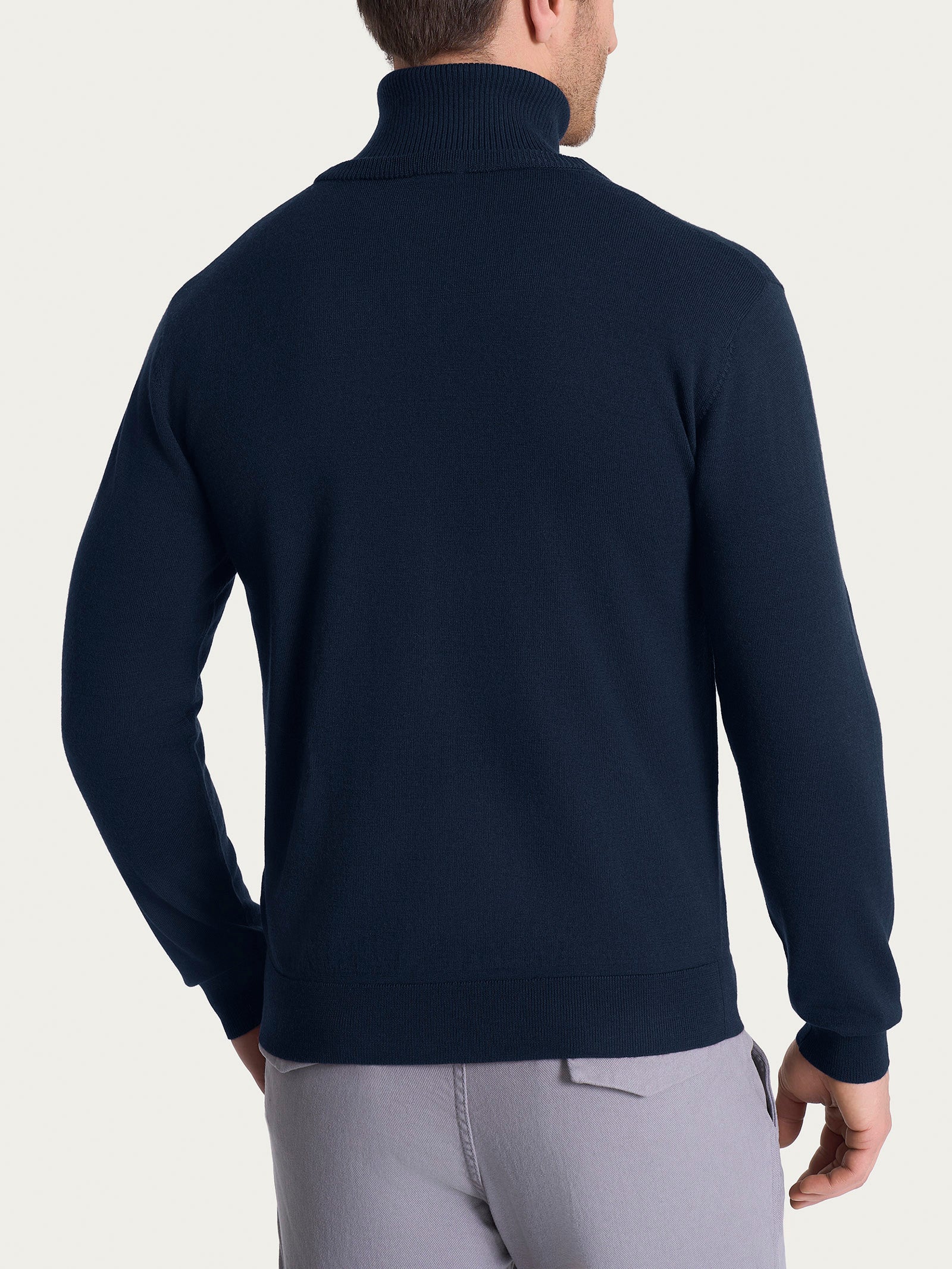 Cardigan a maglia unita in Merino Soft Blu Uomo - Ragno
