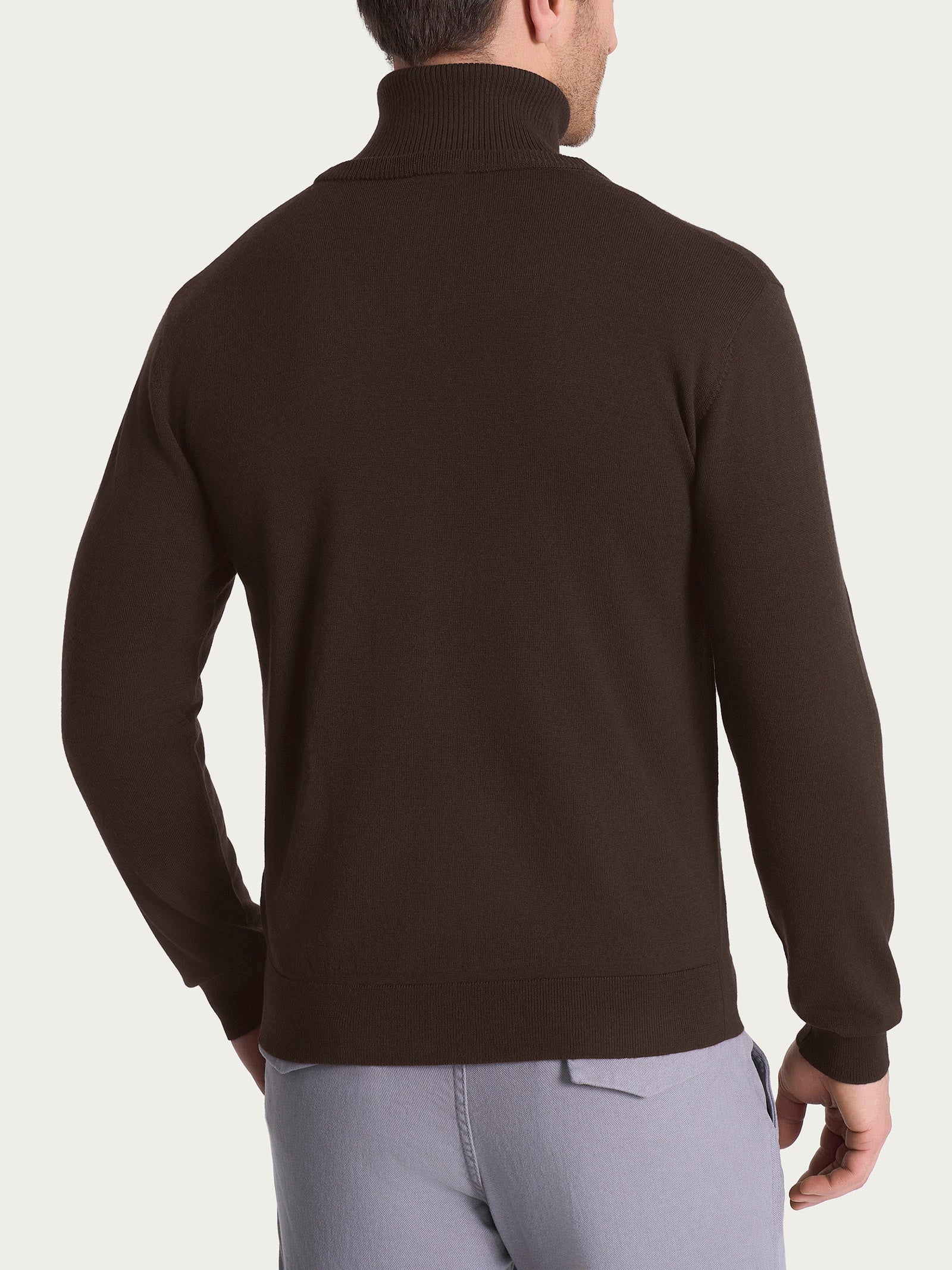Cardigan a maglia unita in Merino Soft Marroni Uomo - Ragno