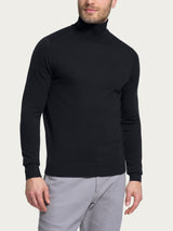 Dolcevita a maglia unita in Merino Soft Neri Uomo - Ragno