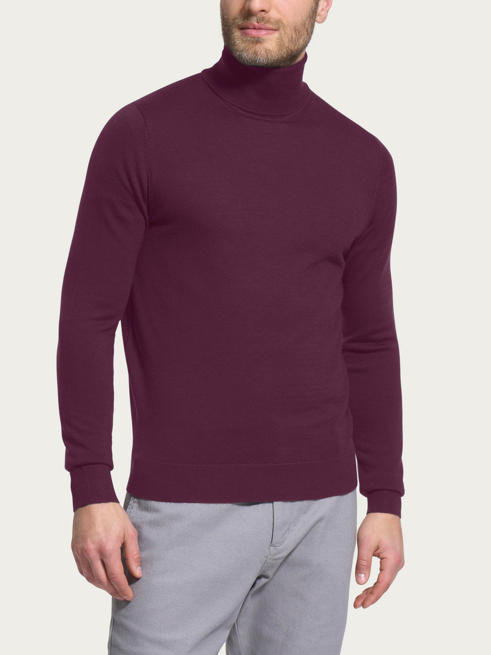 Dolcevita a maglia unita in Merino Soft Viola Uomo - Ragno