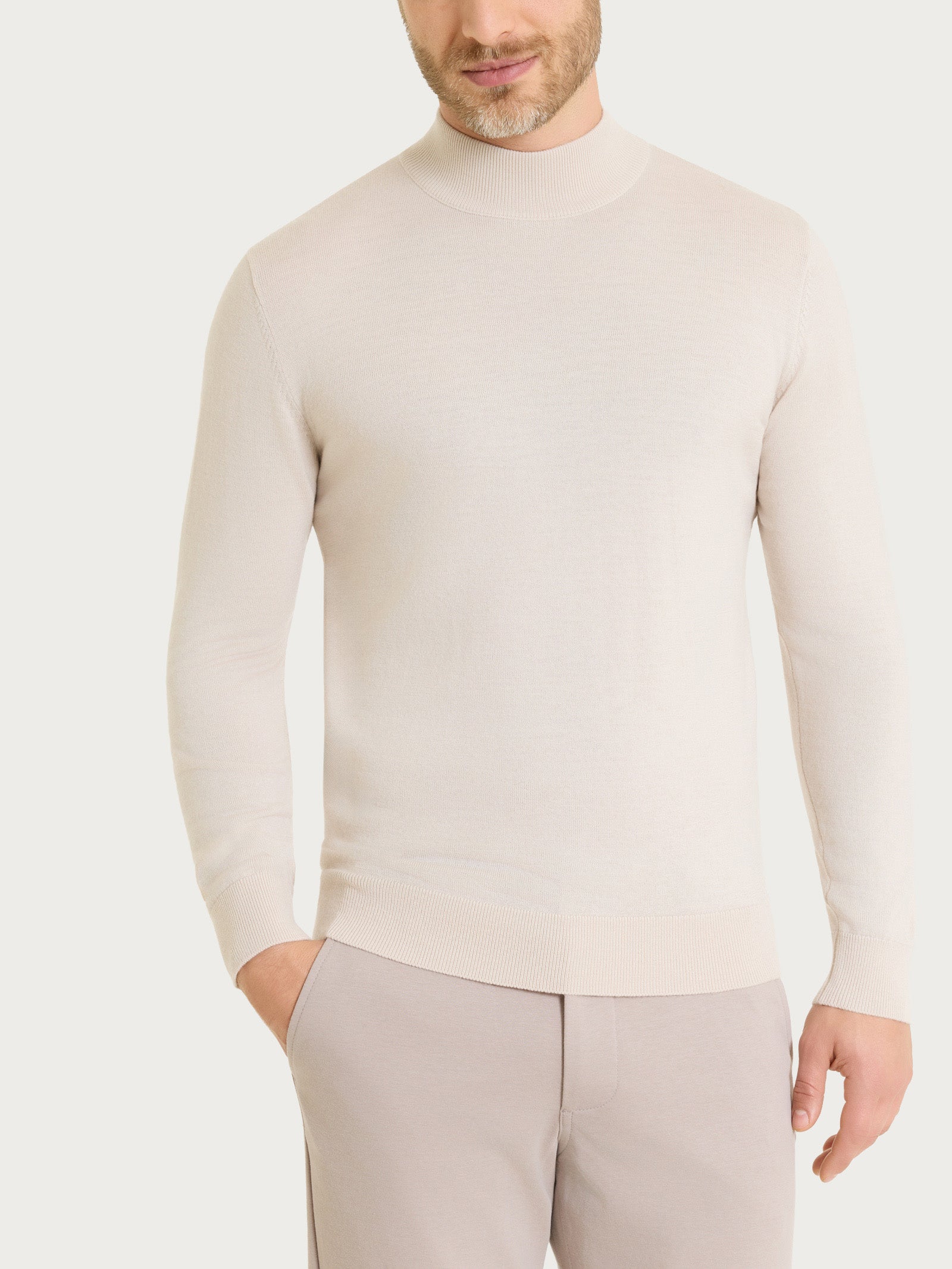 Lupetto in maglia unita in Merino Soft Bianchi Uomo - Ragno