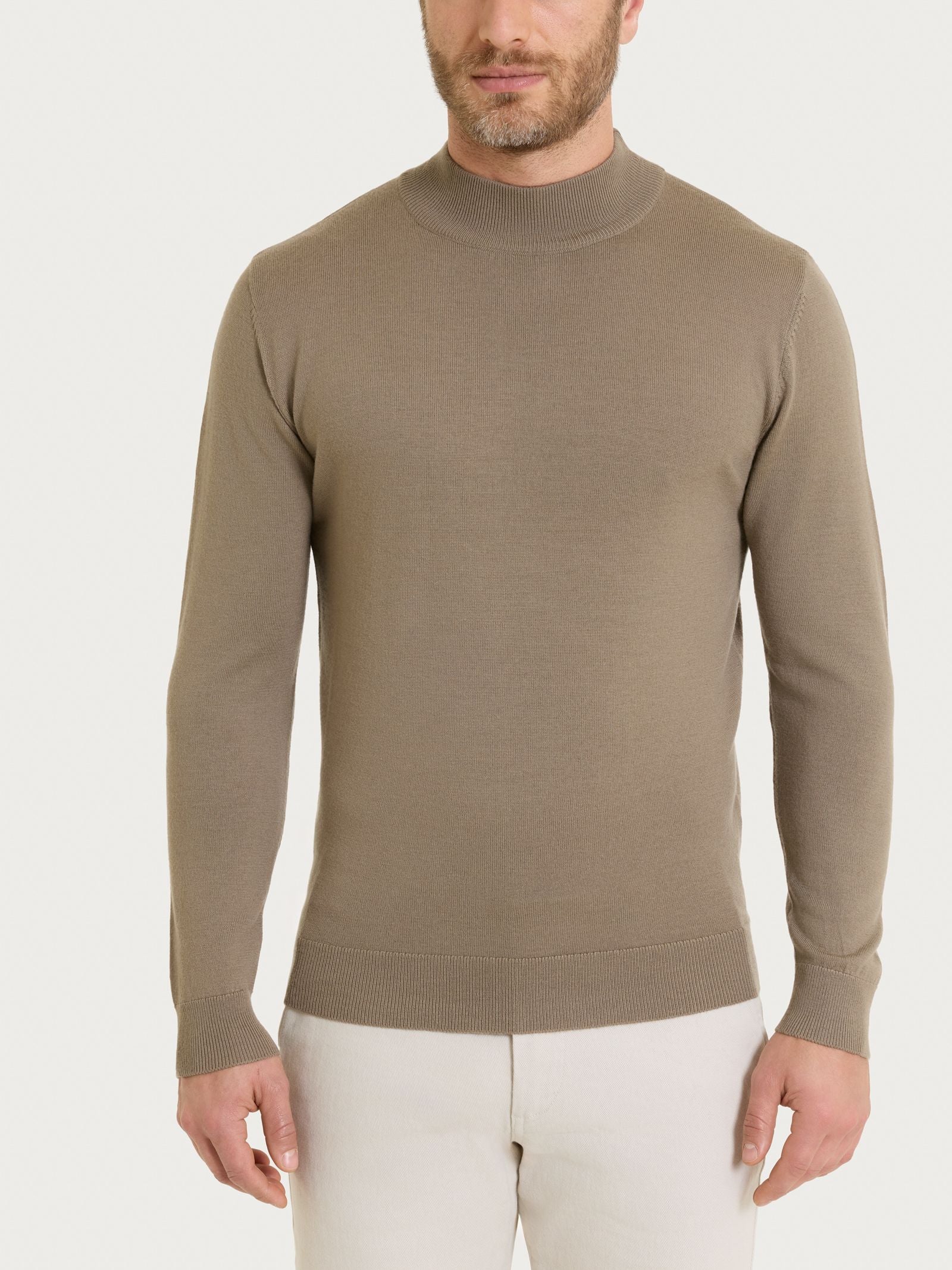 Lupetto in maglia unita in Merino Soft Marroni Uomo - Ragno